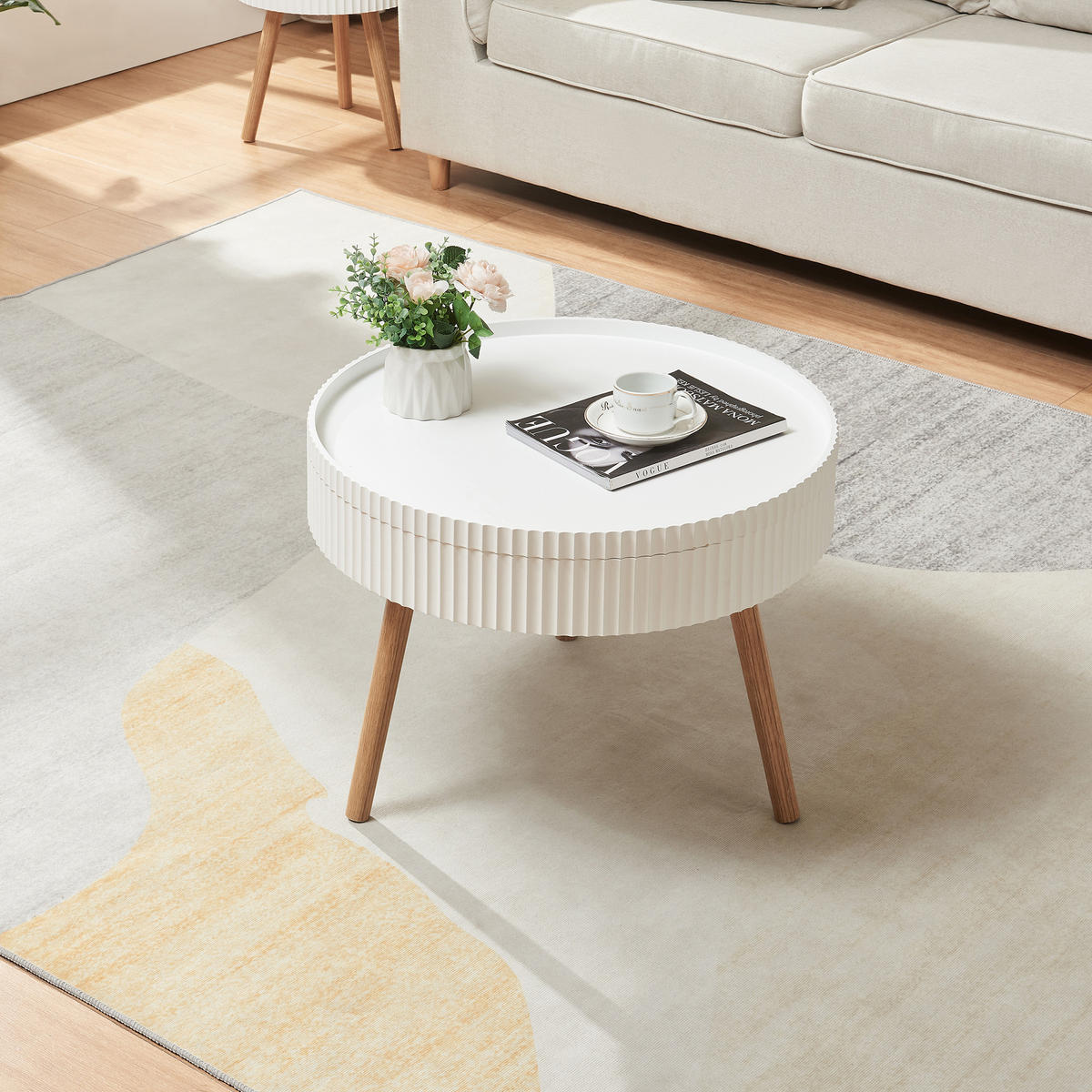 KONFERENČNÍ STOLEK Bongard II 60/45 cm - bílá/hnědá, dřevo/kompozitní dřevo (60/60/45cm) - [en.casa]