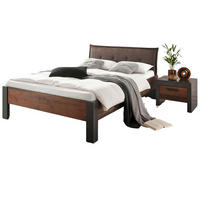 BETTANLAGE Used Wood Shabby Matera grau, Liegefläche 140 x 200 cm, Schlafzimmer Set 2-teilig - Braun/Grau, Holzwerkstoff (140/200cm) - Furn.Design