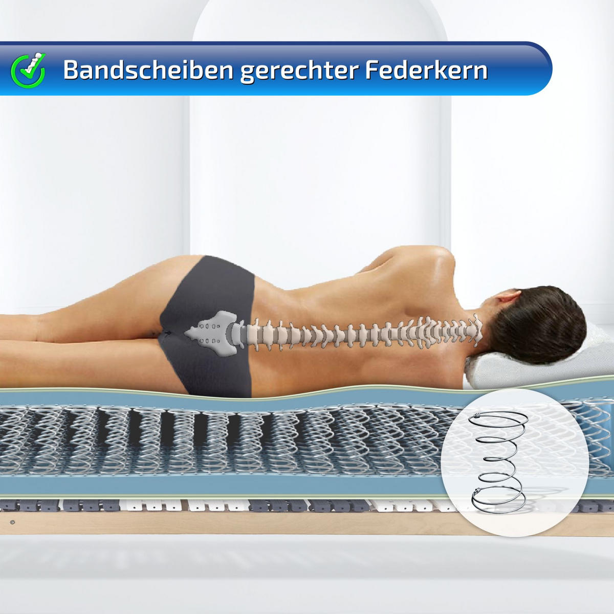 FEDERKERNMATRATZE Smaragd 140x200 cm 27 cm Hoch H5 - Weiß, Textil (140/200cm) - Matratzen Perfekt
