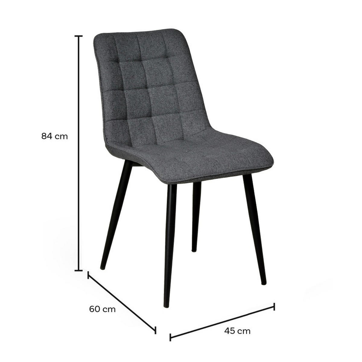 ESSZIMMERSTUHL 4er Set/ MUSE, Dunkelgrau - Dunkelgrau/Schwarz, Metall (45/84/60cm) - Weber Industries