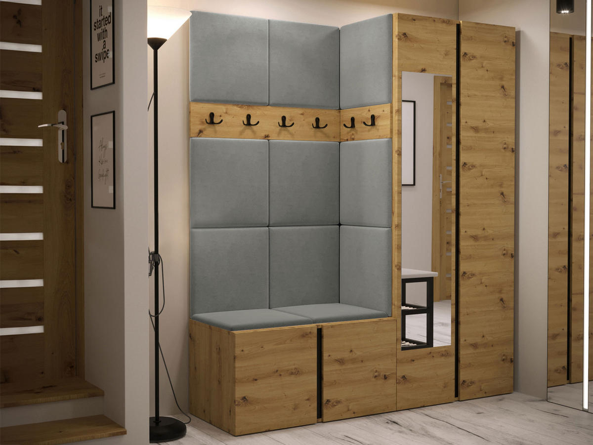 GARDEROBEN-SET Orion XII - Eiche Artisan/Grau, Holzwerkstoff/Kunststoff (158/186/46cm) - MIRJAN24