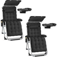 SONNENLIEGE Cloud Ii, mit Ablagetisch und Stautasche, schwarz - Schwarz, Kunststoff (84/103/168cm) - tectake