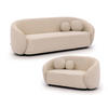 SITZGARNITUR 3+2 Roundi Cremeweiß Bouclé - Creme/Schwarz, Holz/Kunststoff (208/76/80cm) - S-Style Möbel