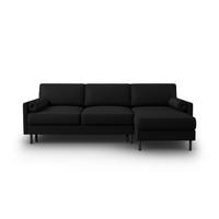 AUSKLAPPBARES-ECKSOFA rechts mit Container Scott aus strukturiertem Stoff schwarz 5 Sitzplätze - Schwarz, Textil (142/212cm) - Micadoni