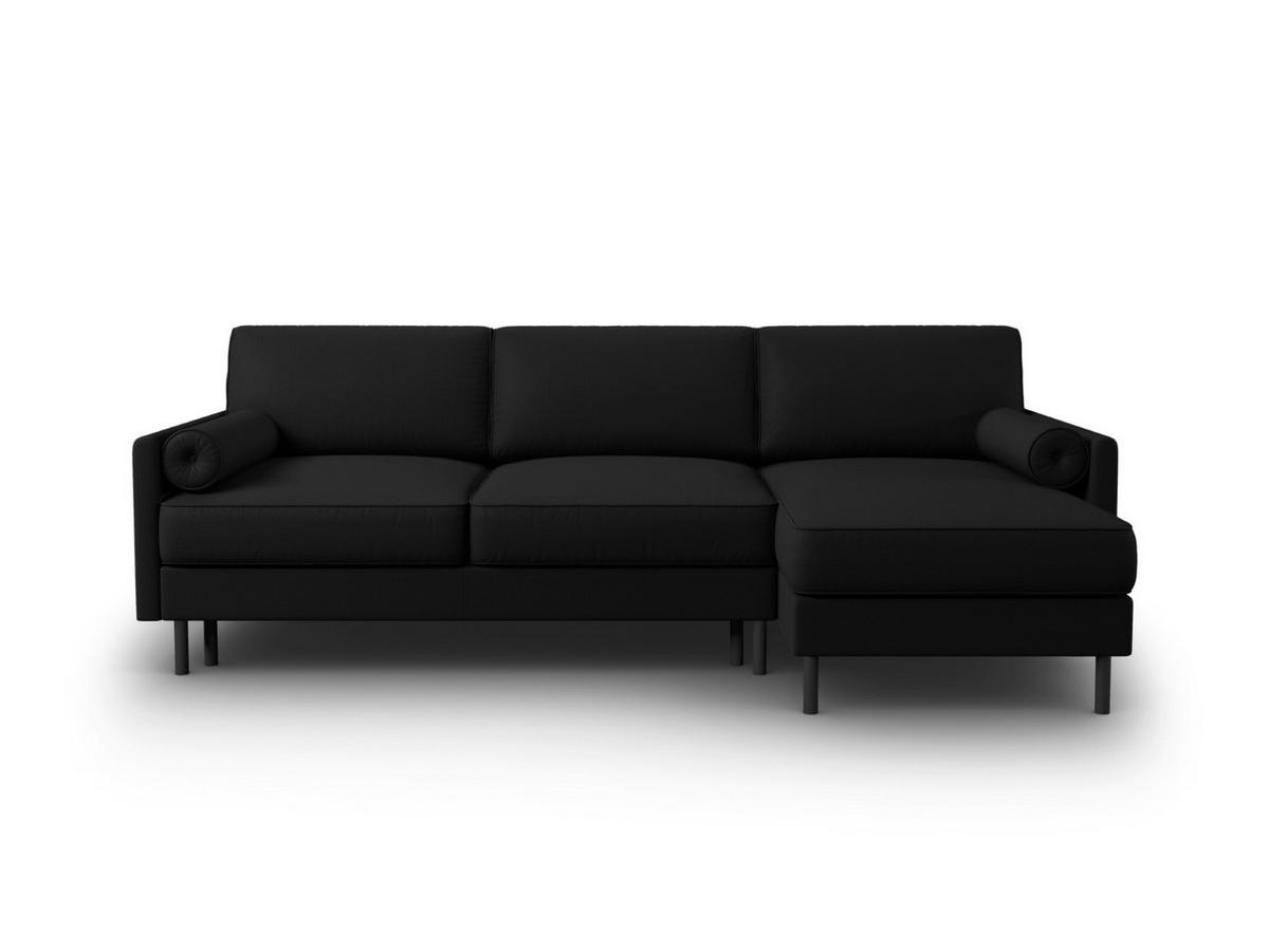 AUSKLAPPBARES-ECKSOFA rechts mit Container Scott aus strukturiertem Stoff schwarz 5 Sitzplätze - Schwarz, Textil (142/212cm) - Micadoni
