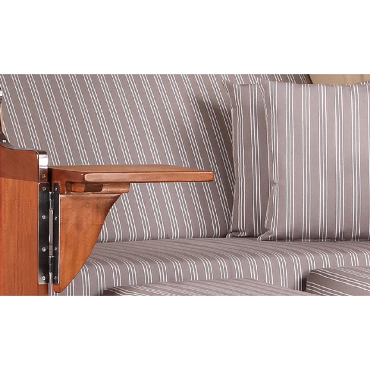 STRANDKORB Seeblick 2 Sitzer Mahagoni - Braun/Grau, Metall (125/170/80cm) - Mr. Deko