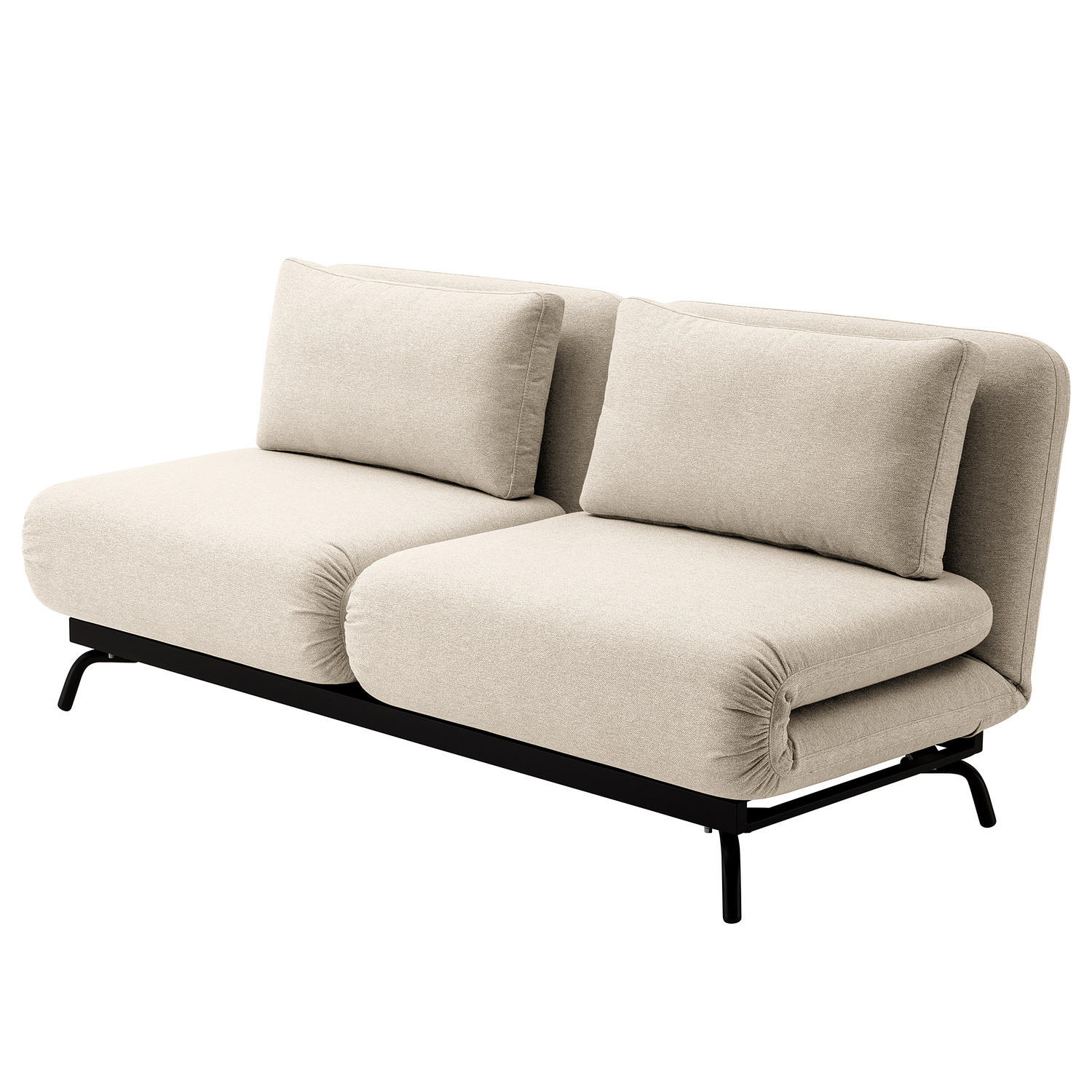 SCHLAFSOFA mit Relaxfunktion - Webstoff - Beige/Schwarz, Textil (184/78/85cm) - home24