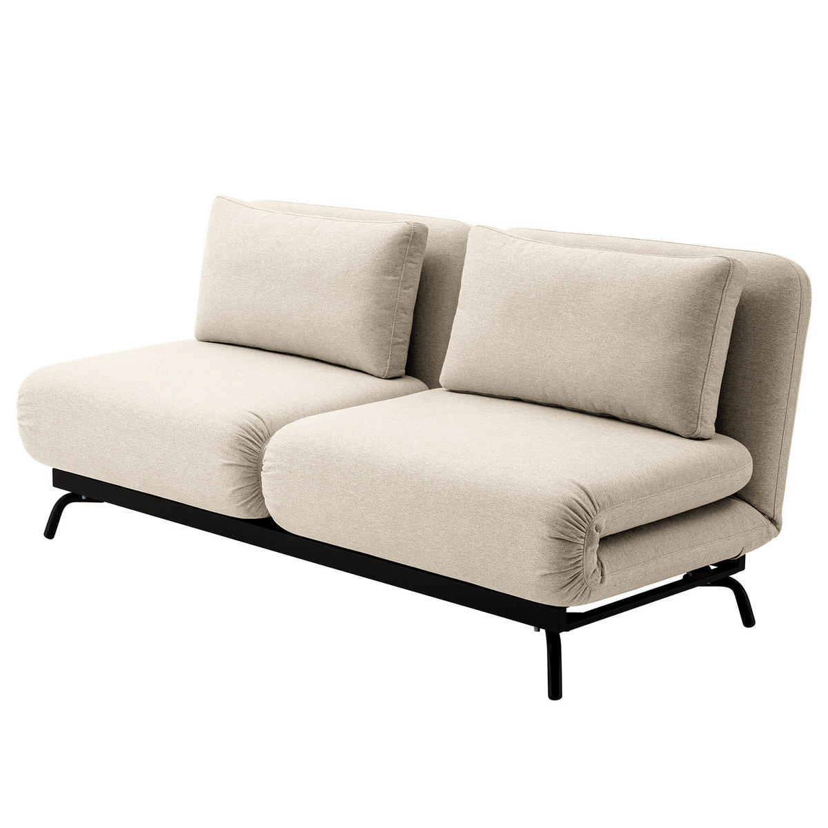 SCHLAFSOFA mit Relaxfunktion - Webstoff - Beige/Schwarz, Textil (184/78/85cm) - home24