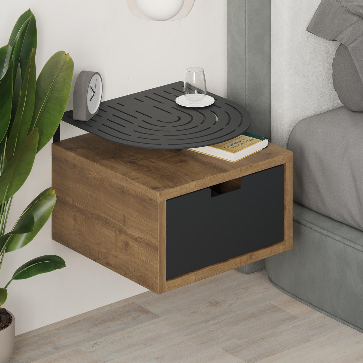 NACHTTISCH Oslo Dunkle Eiche 33/24/33 cm - Dunkelbraun, Holzwerkstoff (33/23.9/33.3cm) - Decortie