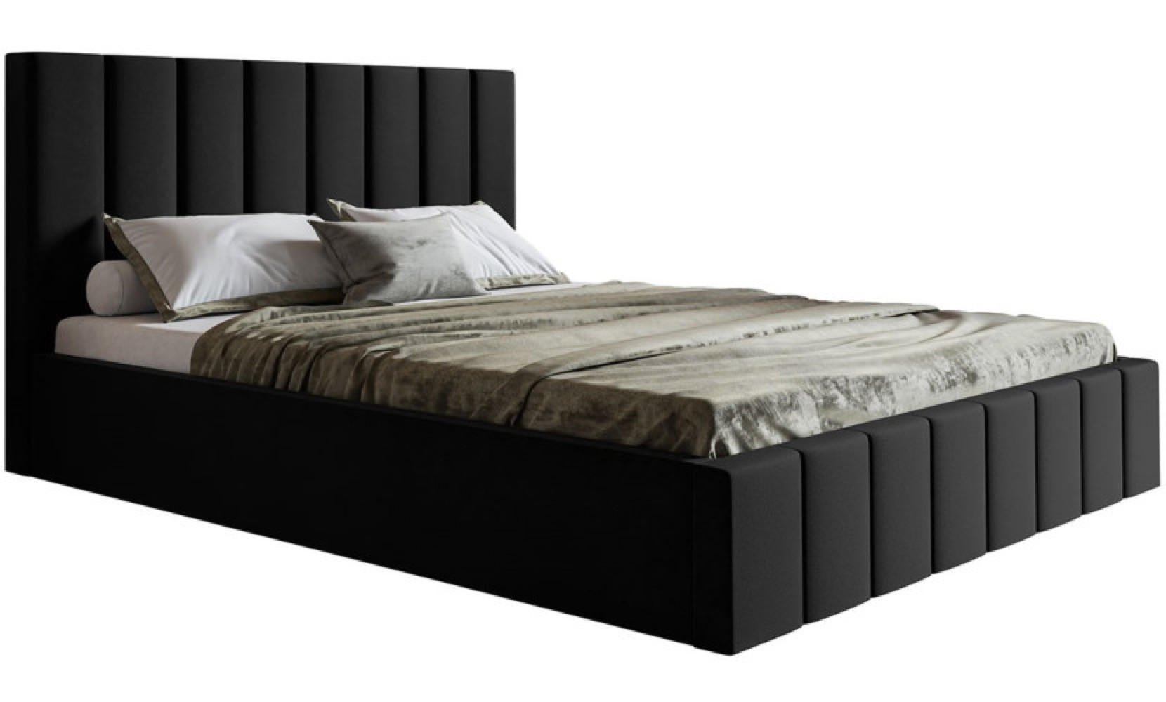BETT Schwarz SIM 10 Gepolstert 160x200 cm Mit Schlaffunktion - Schwarz/Grün, Kunststoff/Textil (160/200cm) - Sepro Meble