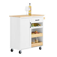 KÜCHENWAGEN mit Gummibaum-Arbeitsplatte - Weiß, Holz/Holzwerkstoff (92/87/42cm) - SoBuy