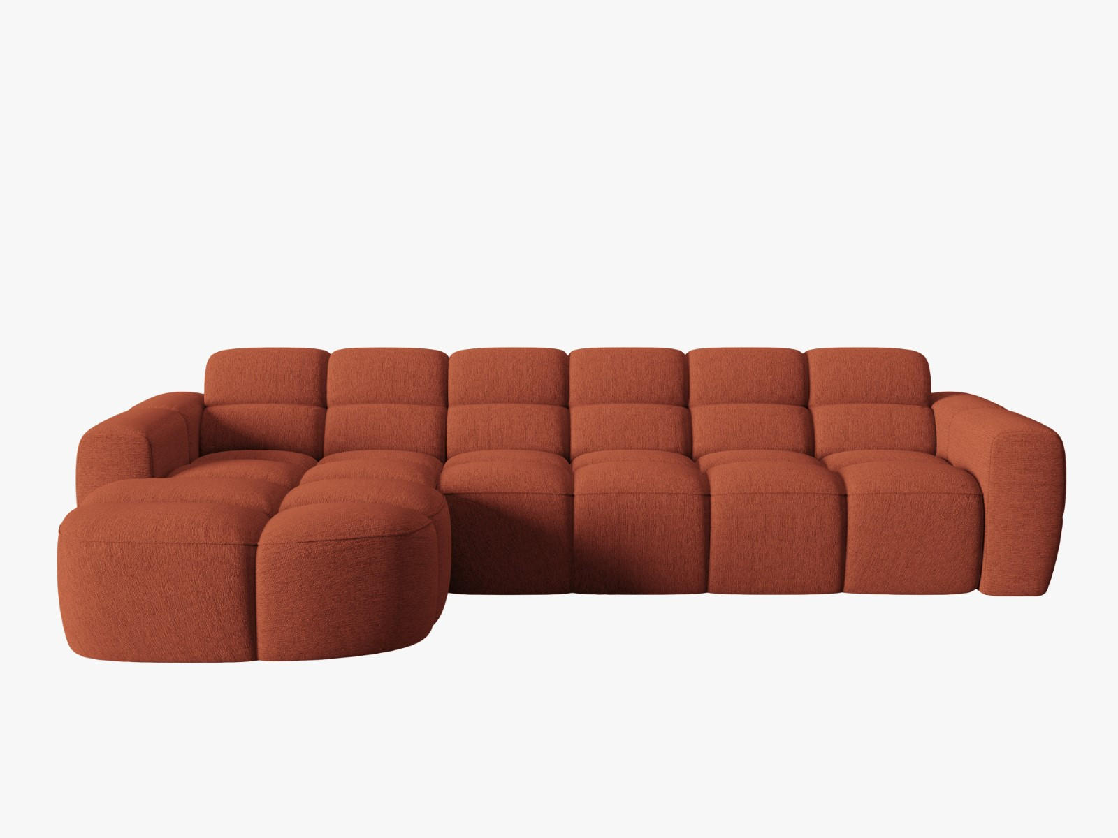 ECKSOFA links Lisa aus strukturiertem Stoff koralle 4 Sitzplätze - Koralle, Textil (170/310cm) - Micadoni