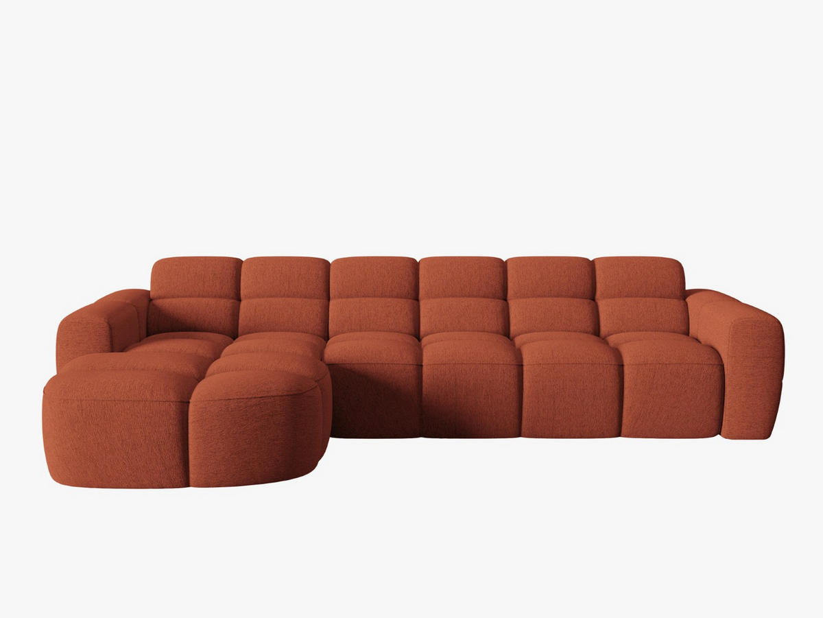 ECKSOFA links Lisa aus strukturiertem Stoff koralle 4 Sitzplätze - Koralle, Textil (170/310cm) - Micadoni
