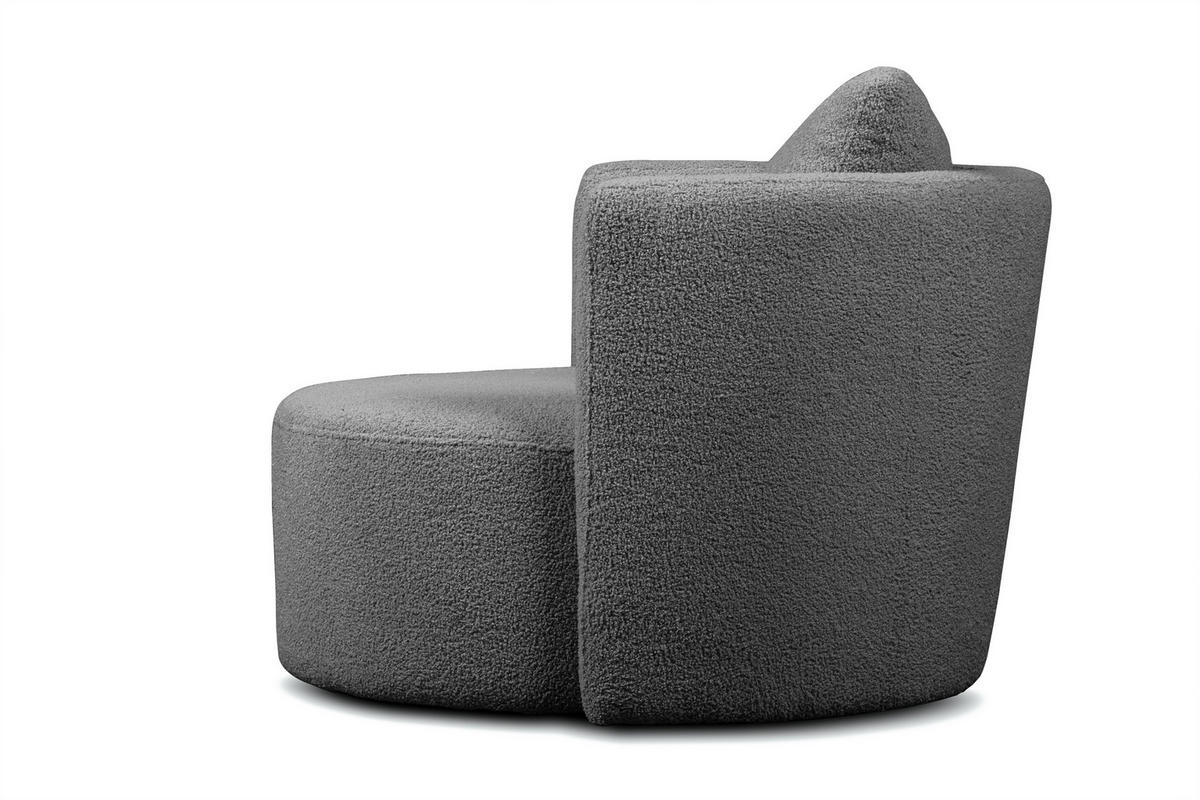 DREHSESSEL-SET RAGGI inkl. Sitzhocker, Boucle, dunkelgrau - Dunkelgrau, Textil (92/75/80cm) - KONSIMO®