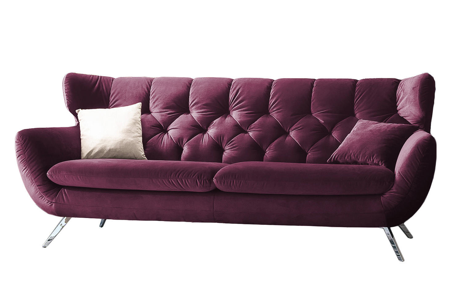 SOFA CHARME Violett Velvet - Dunkelbraun/Violett, Textil (225/94/95cm) - KAWOLA