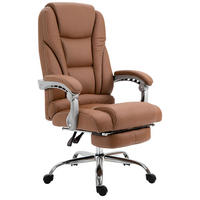 CHEFSESSEL Lederlook hellbraun - Chromfarben/Hellbraun, Textil/Metall (68/118/64cm) - CLP