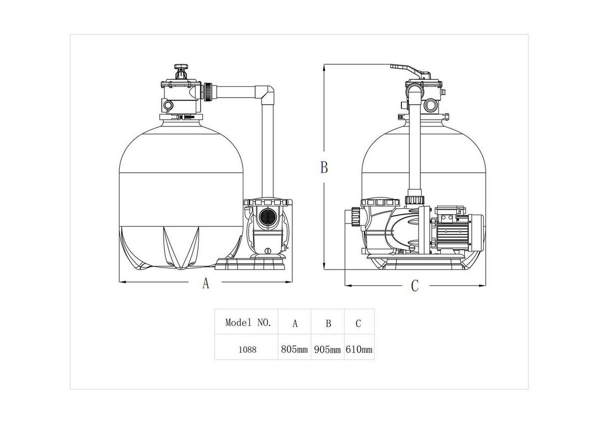 POOLFILTERSYSTEM Pro Classic 800 W für Gartenpools - Schwarz, Kunststoff (61/90.5/80.5cm) - Swim & Fun 