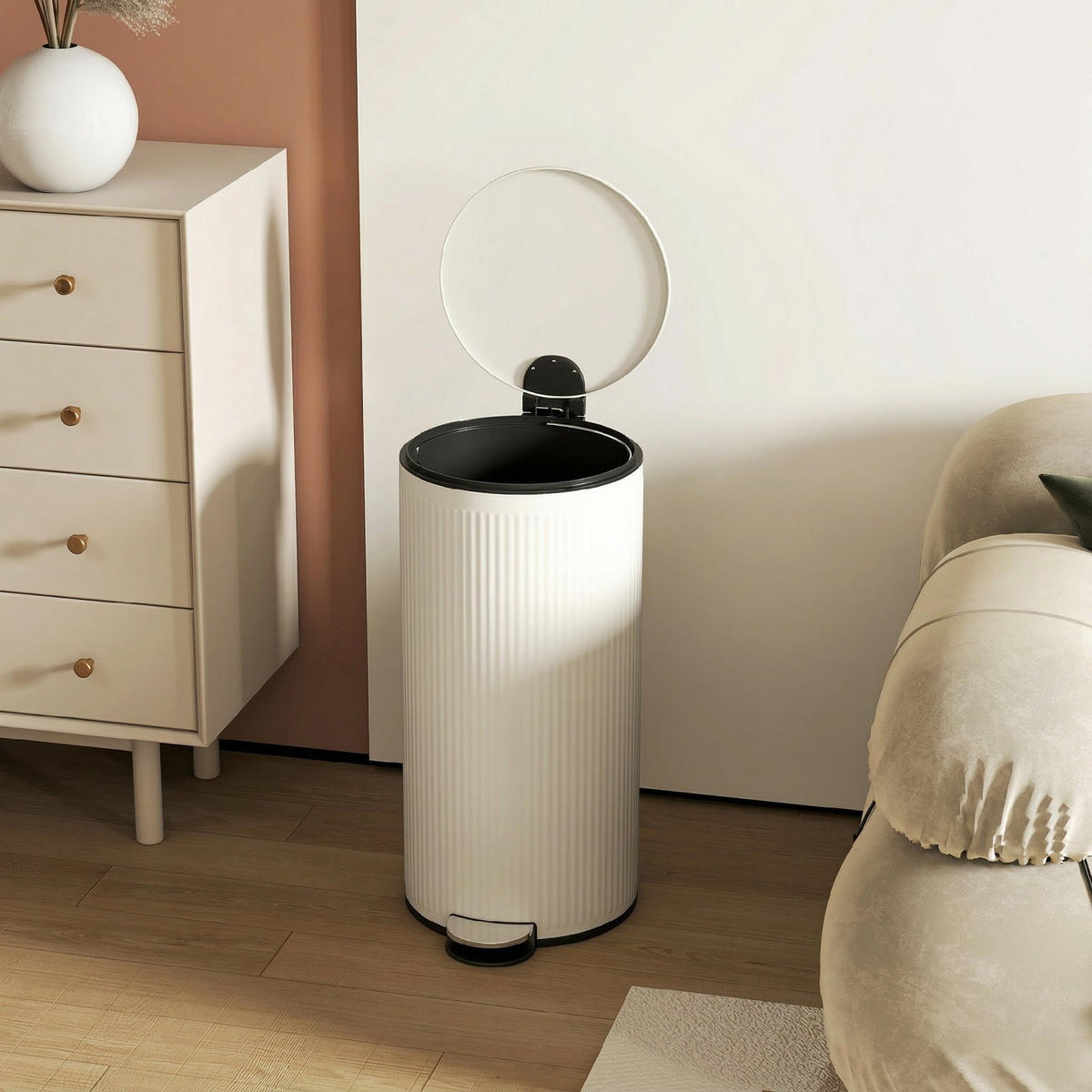 MÜLLEIMER DE-17688 30L mit Soft-Close-Pedal Creme - Creme, Metall (76.2/153.67/91.44cm) - ComfortXL