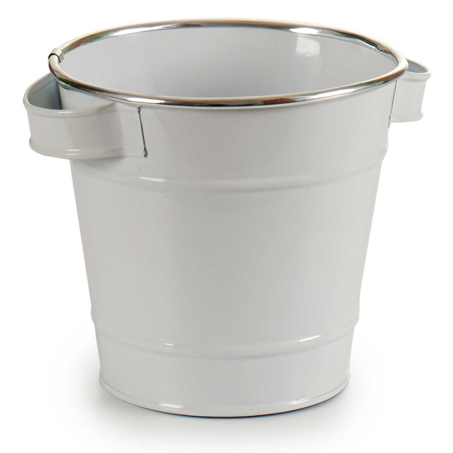 BLUMENTOPF Eimerform Verzinkt Weiß Ø 15 cm - Weiß, Metall (16/14.5cm)