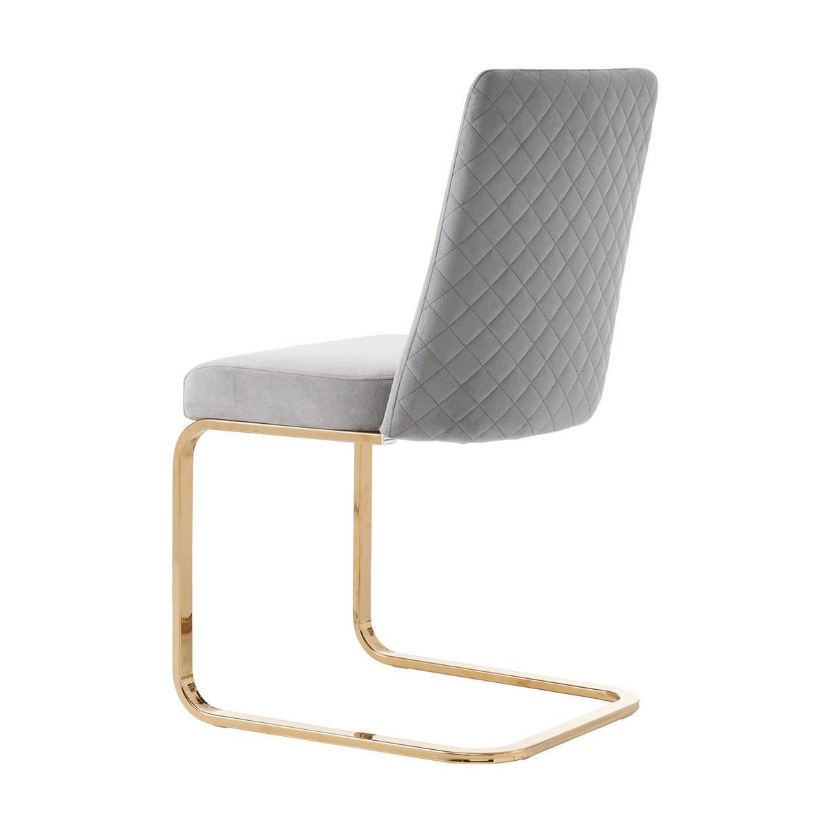 ESSZIMMERSTUHL 2er Set Samt Diamant Grau Gold Metallbeine - Grau, Textil (52/88.8/46cm) - FLIEKS