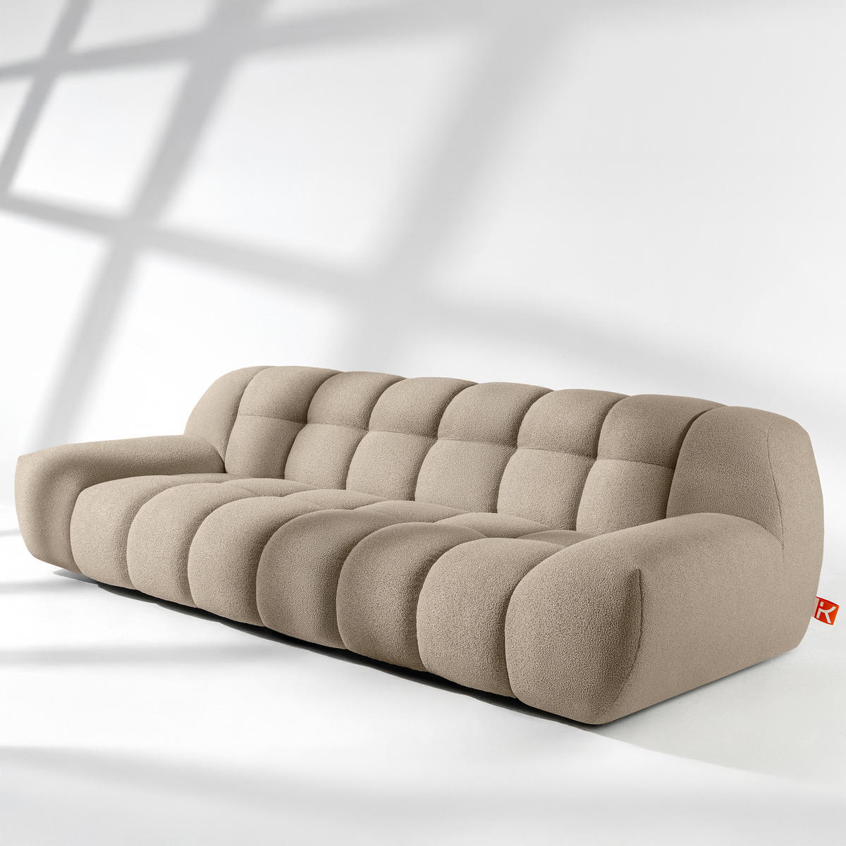 EINZELSOFA VENA Bouclé, Beige - Beige, Holz/Textil (254/72/105cm) - KONSIMO®