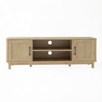 TV-SCHRANK 135/39/45 cm Eiche mit 2 Rattan-Türen und offenen Fächern - Eichefarben, Holz/Holzwerkstoff (135/45/39cm) - Oxeza