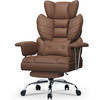 CHEFSESSEL ergonomisch, Leder, Fußstütze – Braun - Braun, Metall (58/128/50cm) - Rattantree