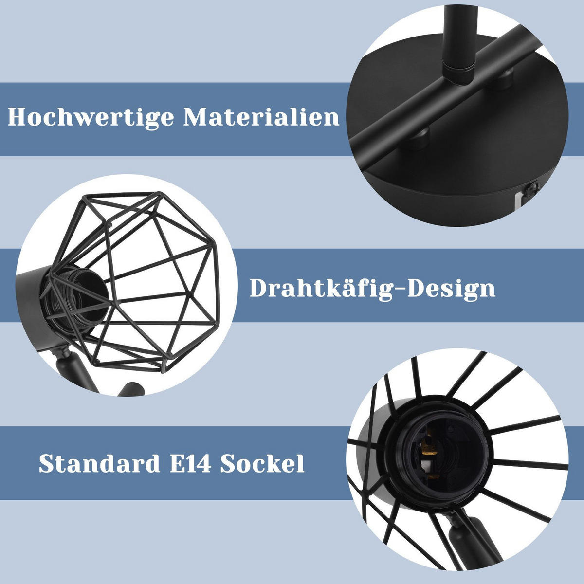 STRAHLER Brückenau 3-flammig 42.5/15.5/15.5 cm - Schwarz, Metall (42.5/15.5/15.5cm) - Nettlife