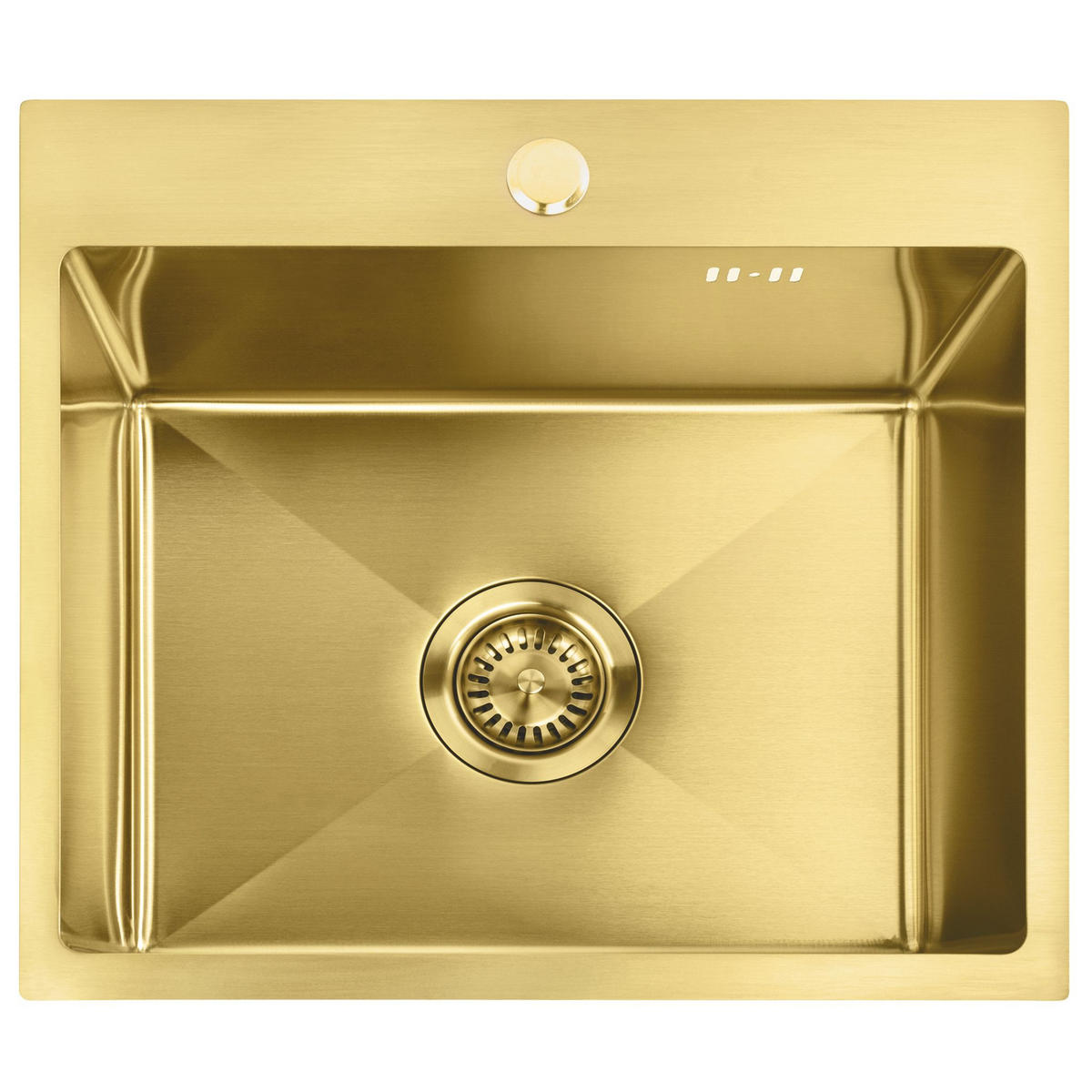STAHLSPÜLE Mit 3-teiligem Zubehörset Rea Leo 50 Brush Gold Beige Accessoires - Goldfarben, Metall (45/18.5/50cm) - REA