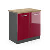 SPÜLENUNTERSCHRANK R-Line Bordeaux Hochglanz 80 cm, AP Eiche - Bordeaux/Anthrazit, Holzwerkstoff (80/81.6/60cm) - Vicco