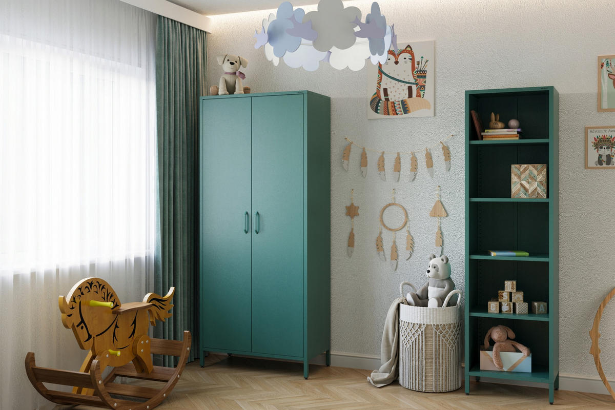 KLEIDERSCHRANK FLAVIO - Grün, Metall (80/185/45cm) - Jan Nowak