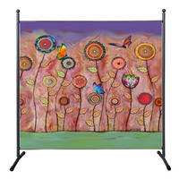 PARAVENT 1-tlg. 180x180 cm RETRO Flowers - Dunkelorange/Multicolor, Metall (178/180cm) - QUICK STAR