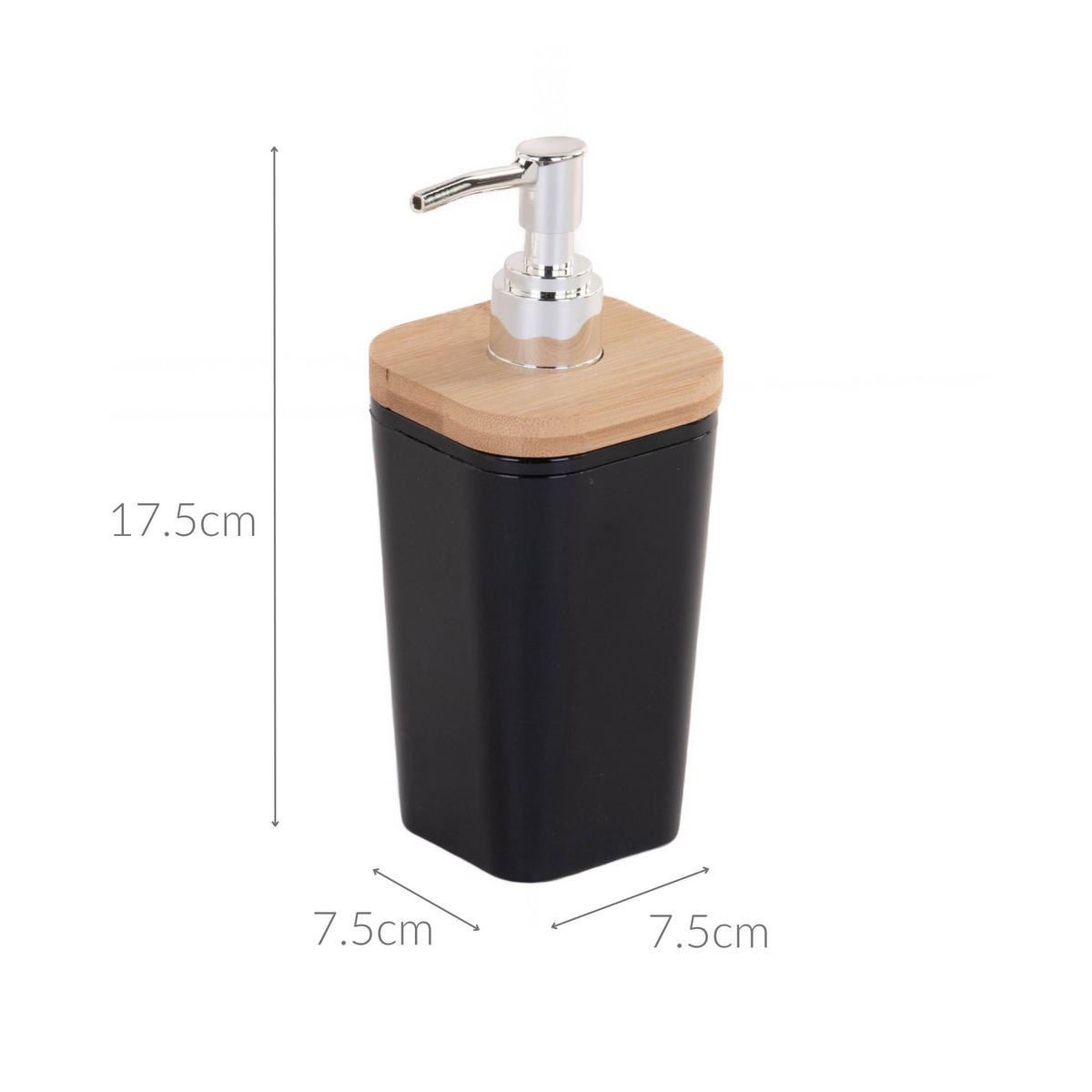 SEIFENSPENDER Bambus-Element 7,5/7,5/17,5 cm - Schwarz, Kunststoff (7.5/17.5/7.5cm) - Bathroom solutions