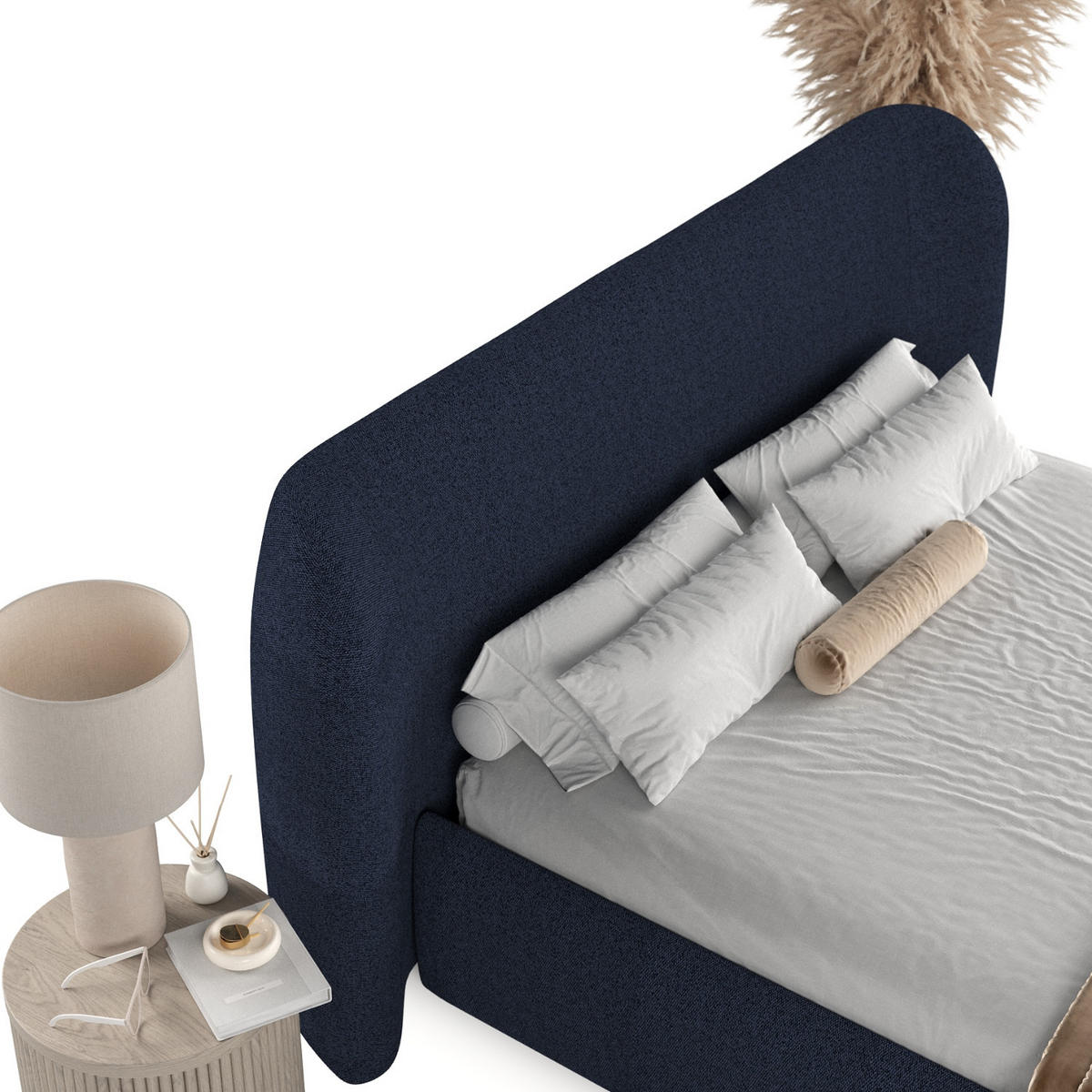 POLSTERBETT Bellano mit Stauraum 180/200 cm Marineblau im Riva Stoff - Schwarz/Naturfarben, Holz/Holzwerkstoff (180/200cm) - AltaBeds
