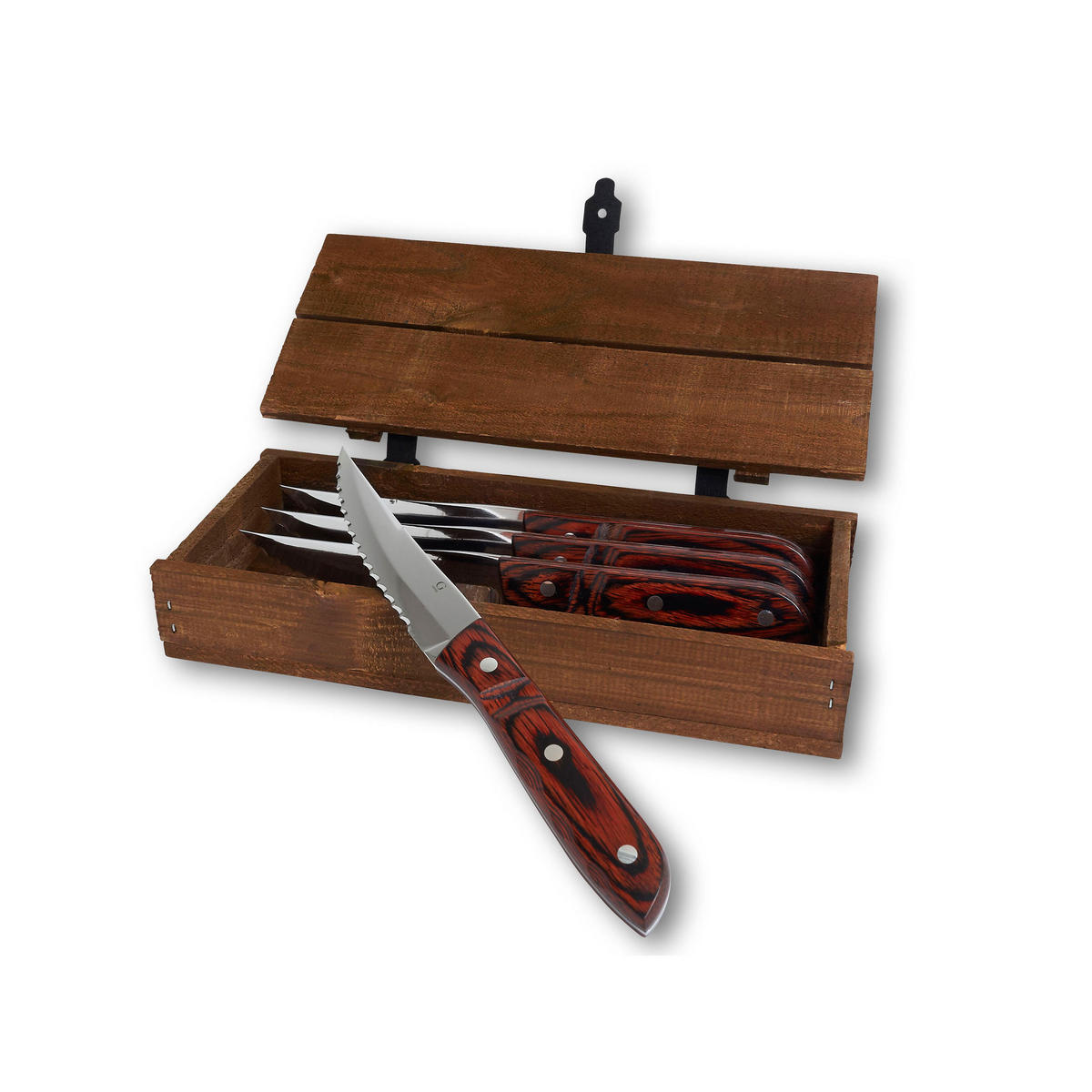 STEAKMESSER XL Old Farmer Classic 4er Set, Holzlaminat, 18/8 Edelstahl, 23.5 cm - Braun, Metall - GENSE