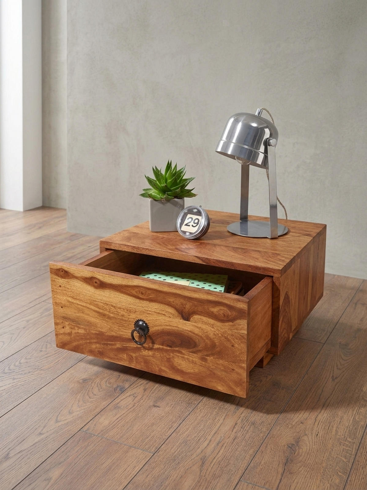 NACHTTISCH Massivholz Schublade Landhausstil Handgefertigt NAKO, Braun 40x40x25 cm - Braun, Holz/Metall (40/25/40cm) - KADIMA DESIGN