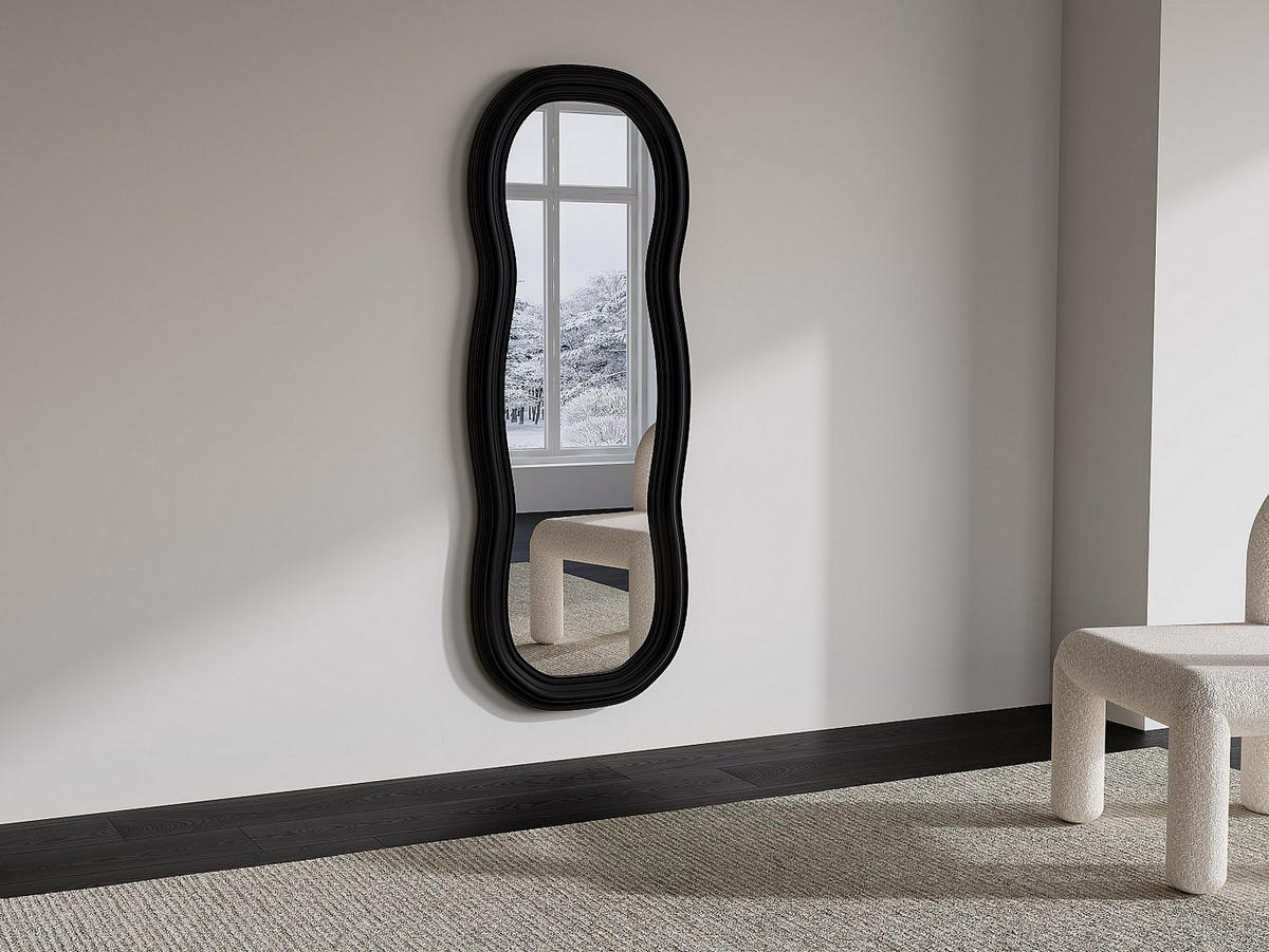 WANDSPIEGEL - 60 cm x 3.5 cm - Holz, Platte - Schwarz - TAYLI - Schwarz, Holz (60/160/3.5cm) - Vente-Unique