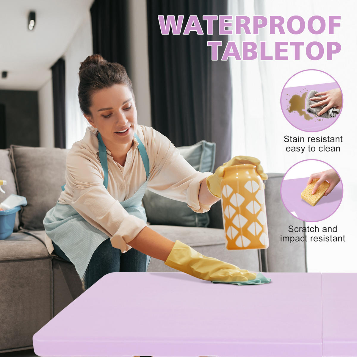 KLAPPTISCH 125 cm Lila - Lila, Kunststoff (125/61/74cm) - ComfortXL