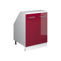 ORMARIĆ ZA KOSI KROV S VRATA Rion Crveni visoki sjaj 60 x 81.6 cm s 2 vrata, korpus ormara dubine 60 cm - bijela/bordo, drvni materijal (60/83.8/60cm) - Vicco