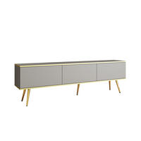 TV-LOWBOARD FORNO (Grau, Goldene Details, 3 Türen, goldene Metallfüße, 175 cm) - Gelb/Goldfarben, Holz/Holzwerkstoff (175/53/32cm) - Ravio
