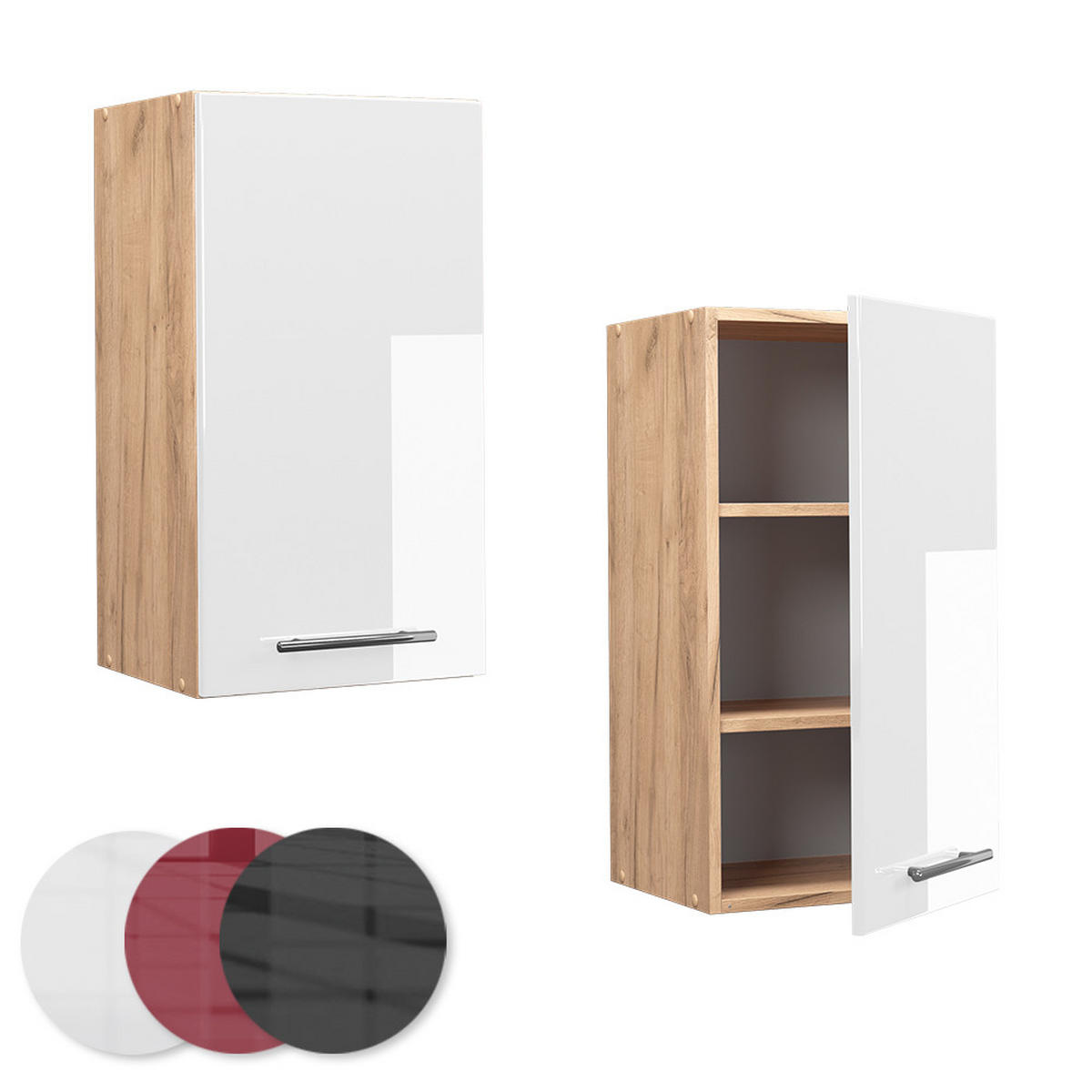 HÄNGESCHRANK Fame-Line Weiß Hochglanz 40 cm - Honigeiche/Weiß Hochglanz, Holzwerkstoff (40/72/34.1cm) - Vicco