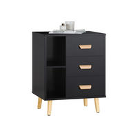 NACHTTISCH Schwarz - Schwarz, Holzwerkstoff (48/60/40cm) - SoBuy