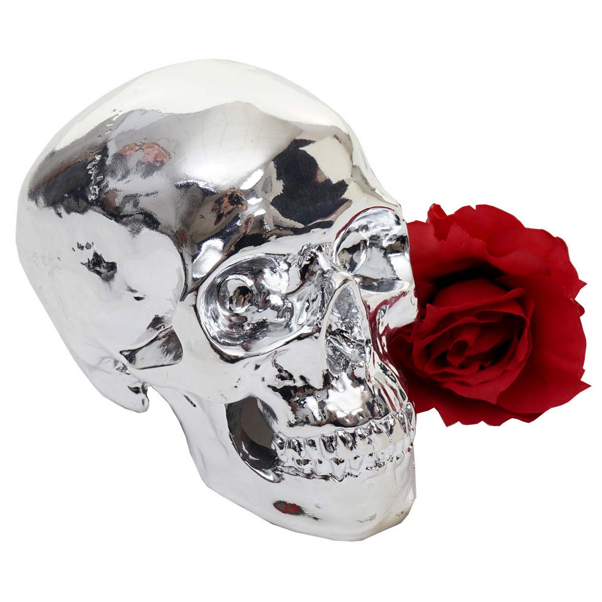 DEKO TOTENKOPF Silber - Silberfarben, Stein (12/15/18cm) - MCW