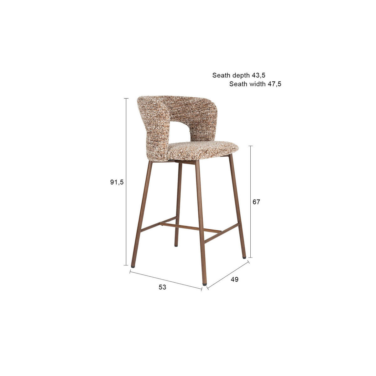 BARHOCKER Chelsea Braun - 2 er Set - Braun, Kunststoff (53/91.5/49cm) - Housecraft Living