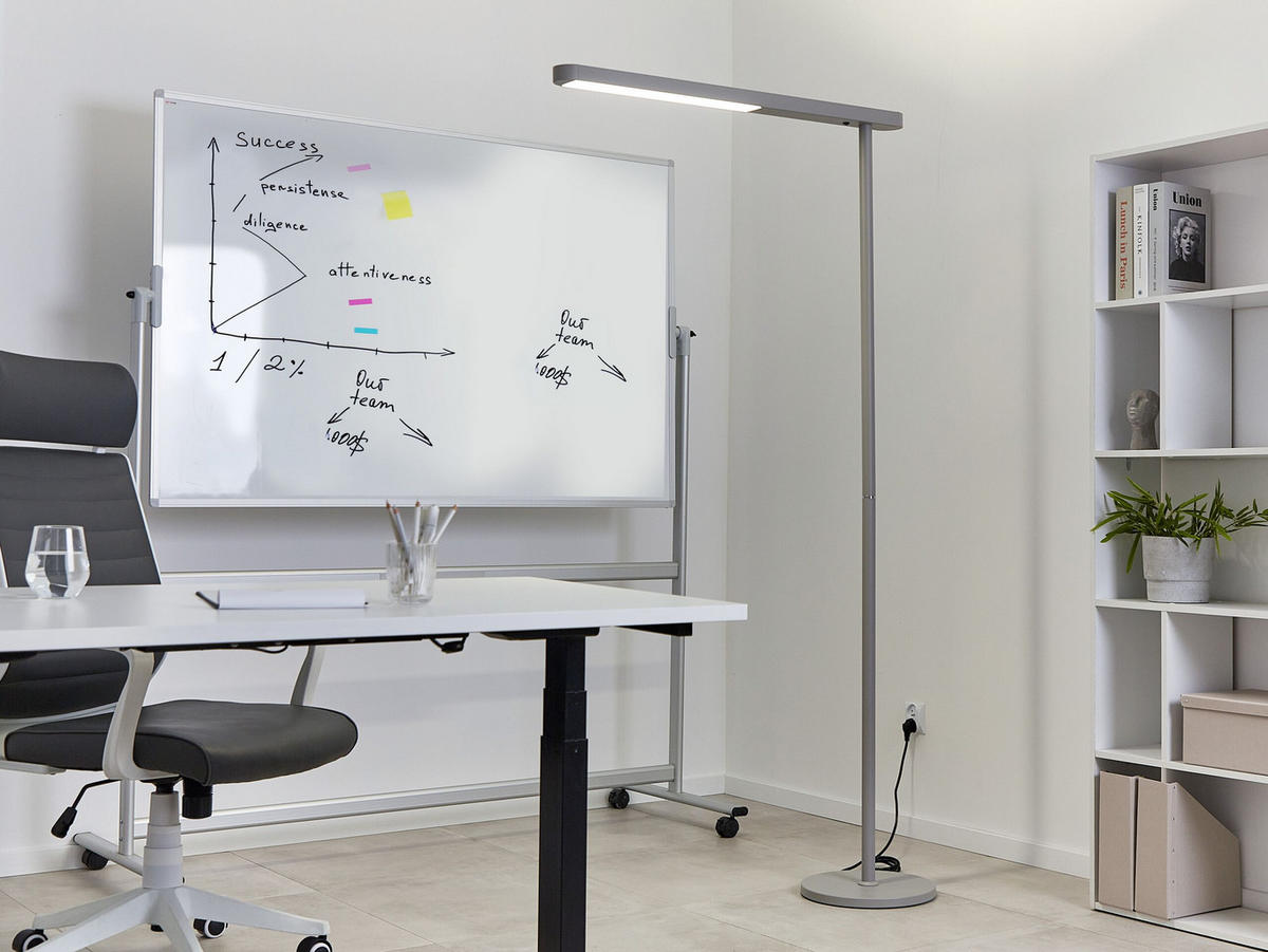 STEHLAMPE Perseus 7/95/186 cm - Silberfarben, Metall (7/95/186cm) - Beliani