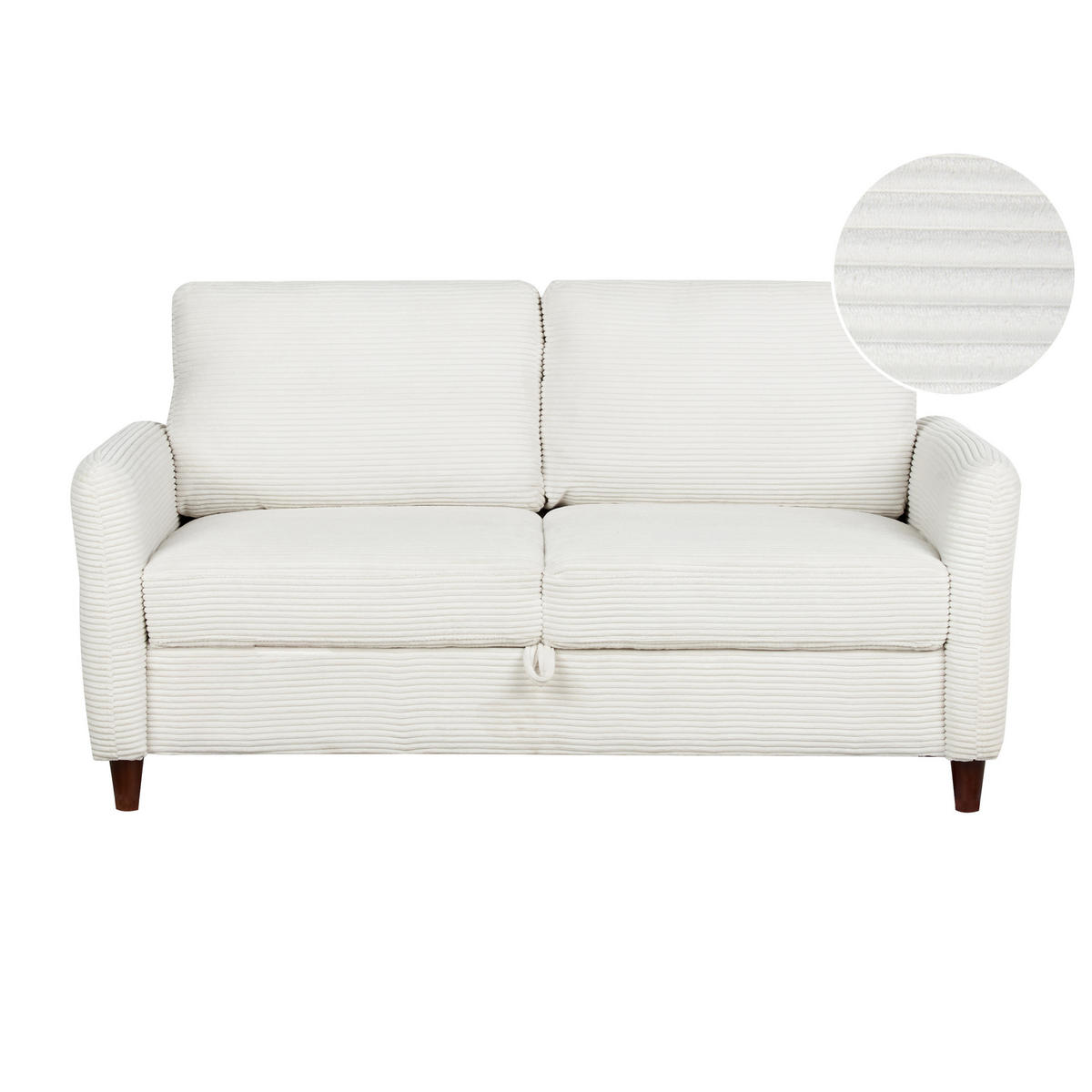 2-SITZER-SOFA Cord cremeweiß mit Stauraum Mare - Dunkelbraun/Weiß, Textil (143/88/77cm) - Beliani