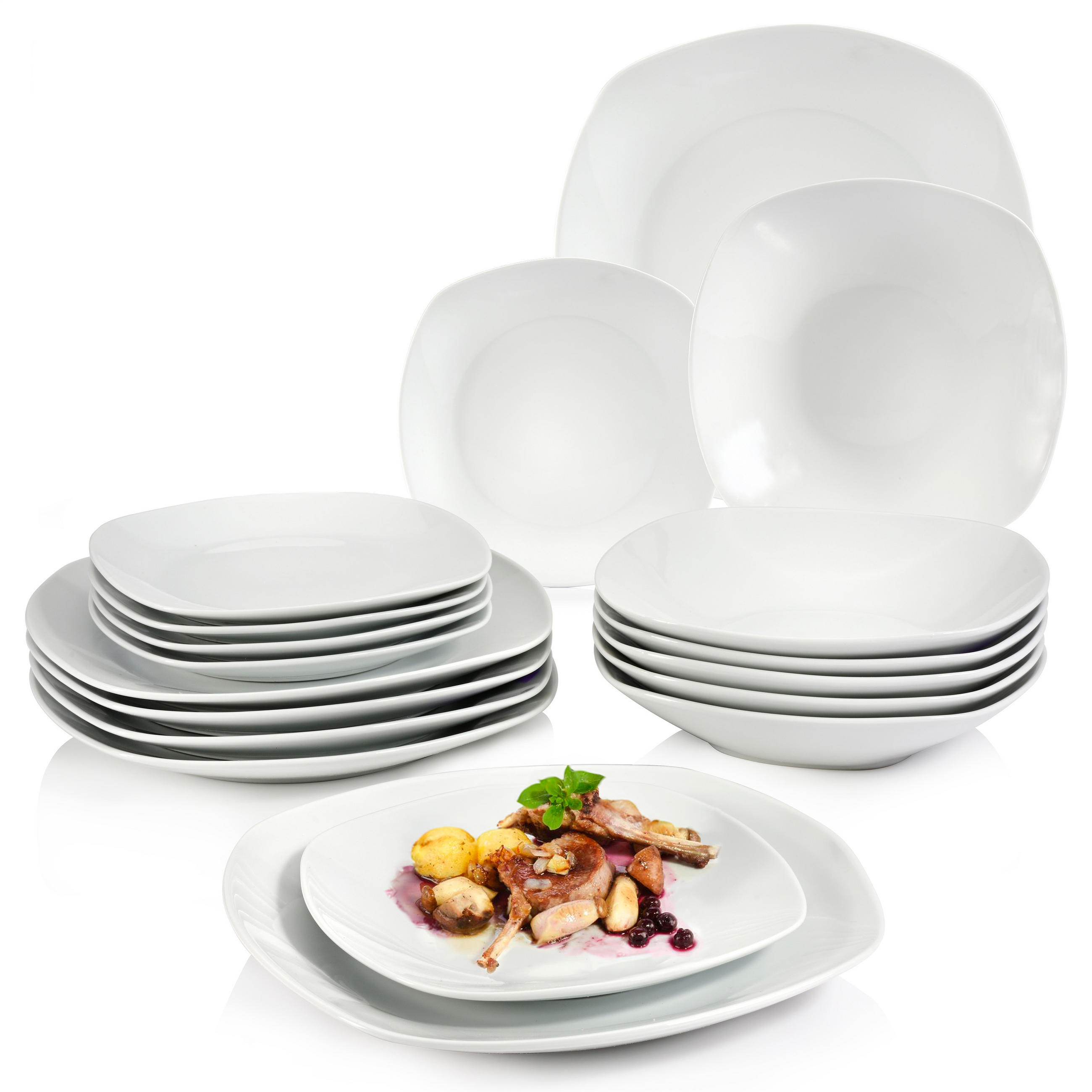 TAFELSERVICE BILGOLA - 18 teilig aus Porzellan - Weiß, Keramik (31/31/32cm) - Sänger