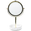 KOSMETIKSPIEGEL gold/weiß mit LED-Beleuchtung 20 cm Savoie - Goldfarben/Weiß, Metall (20/34/15cm) - Beliani