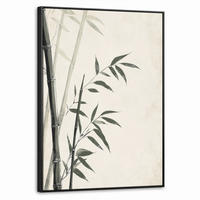 LEINWAND Bilder mit Rahmen - Japandi - Bambus - Beige - 50x70 - Eukalyptusholzfarben, Textil (50/70cm) - MuchoWow