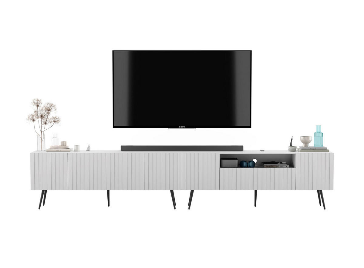 TV-LOWBOARD 2er-Set Elpis2 Weiß matt mit goldenen Metallbeinen150 cm - Goldfarben/Weiß, Holzwerkstoff (300/60.5/36.5cm) - Meble Lindner